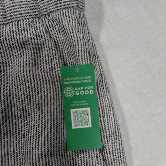 Gap Free Pants Mid-Waist Slant Pockets Women's Navy, White Stripe Size Large - Picture 6 of 9